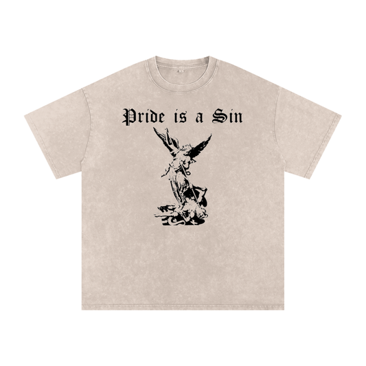 St. Michael the Archangel - Pride is a Sin Oversize T-Shirt - Tan